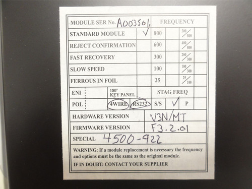 Mettler Toledo 4500-922R; Safeline Control Panel; SS Case