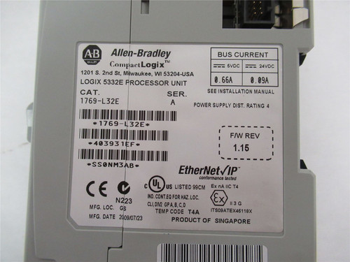 Allen-Bradley 1769-L32E; Ethernet Module 750KB 16 I/O Modules
