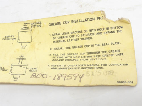 Gorman-Rupp S1509; Grease Cup Assembly; 1/4NPT