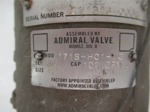 Admiral Valve 171S-H01-MG; Pressure Relief Valve 2"