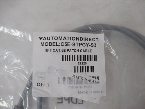 Automation Direct C5E-STPGY-S3; Cat.5E Patch Cable 3'