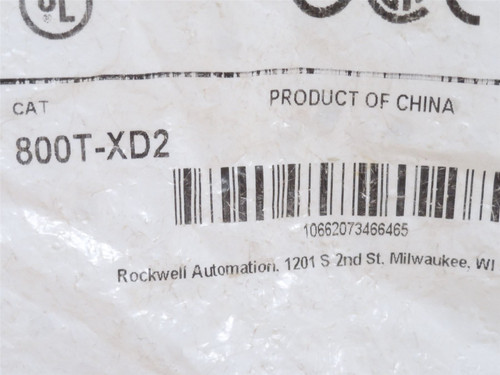 Allen-Bradley 800T-XD2; Contact Block; Shallow; 600VAC; 1-NC