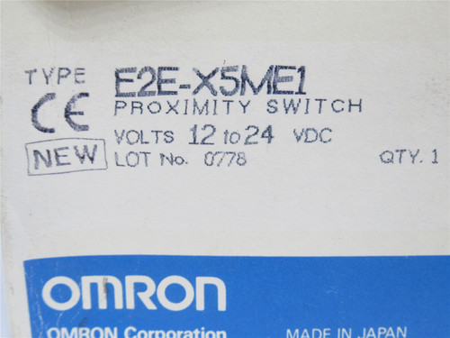 Omron E2E-X5ME1; Prox Switch; 12-24VDC; 5m Wire; NPN; 1-NO