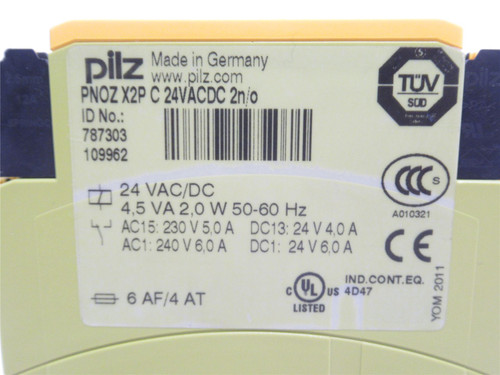 Pilz 787303; Safety Relay; 2-NO; 24VAC/DC; 22.5mm