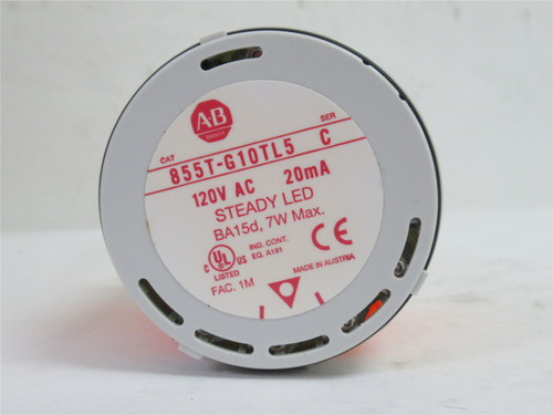 Allen-Bradley 855T-G10TL5; Amber Stacklight; 120V; 20mA