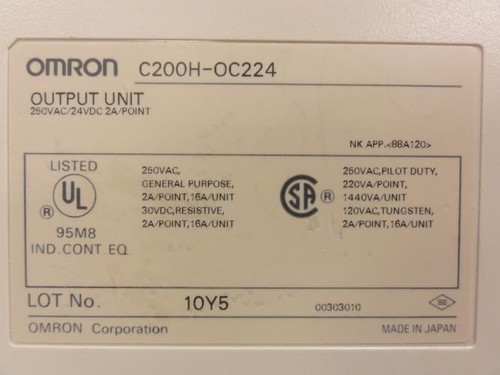 Omron C200H-OC224; Output Module; 250VAC; 2A; 16-Point