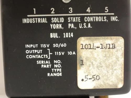 ISSC 1014-1J1B; Timer Relay Model 1014; 115VAC 0.5~50s