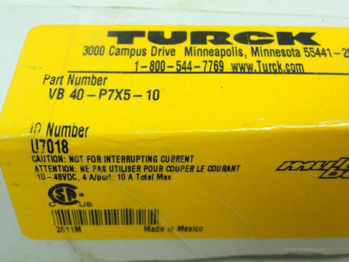 Turck VB 40-P7X5-10; Junction Box 4-Port; 15' Long