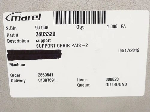 Marel 3803329; Support Chair PAIS-2