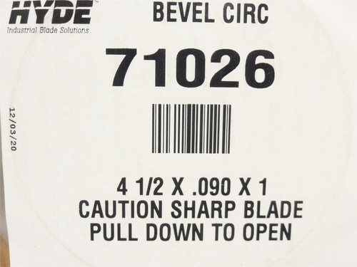 Hyde 71026; Circular Blade; 4-1/2"OD x 0.90" Thick x 1"ID