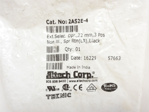 Altech 2AS2E-4; Spring Return Switch; 3Pos; Non-Illuminated