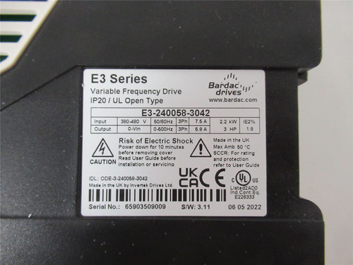 Bardac Drives E3-240058-3042; AC Drive 3HP 460V 3Ph