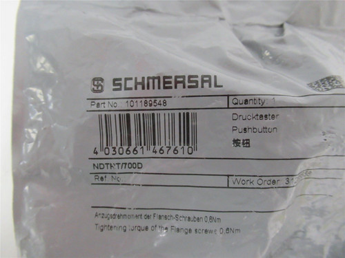 Schmersal NDTRT/700D; Pushbutton Red Chrome Plated Round