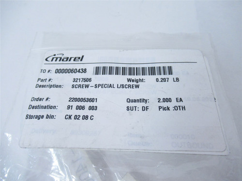 Marel 3217506; Lot-2 Screw Special 5.75" L