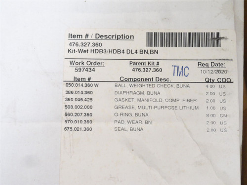 Sand Piper 476.327.360; Service Kit-Wet HDB3/HDB4 DL4 BN;BN