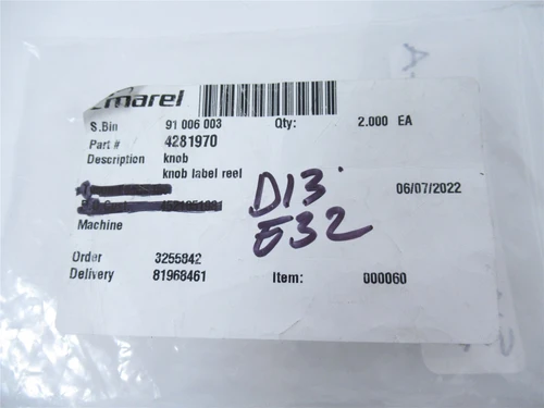 Marel 4281970; Lot-2 Knob Label Reel