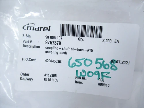 Marel 9757379; Lot-2 Coupling Shaft nl teco #15