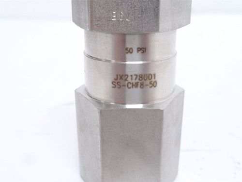 Swagelok SS-CHF8-50; Poppet Check Valve; SS-316 1/2NPT