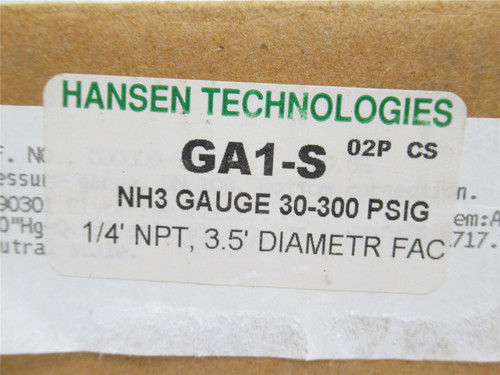 Hansen GA1-S; Pressure/Temp Gauge; SS; 300PSI/60Deg Celsius