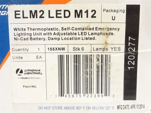 Lithonia Lighting ELM2 LED M12; White LED Emergency Light
