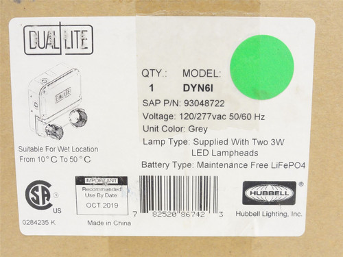 DUAL-LITE DYN61; LED Emergency Light 120VAC 12 Watt LED Bulbs