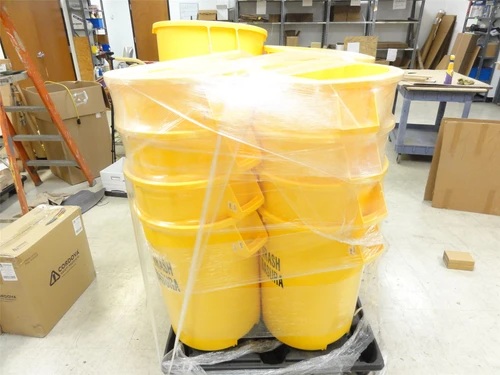 Sparta 84103204; Lot-16 Bronco Yellow Round Trash Cans; 32G
