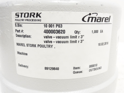 Marel 400003620; Vacuum Valve; Size: 3"