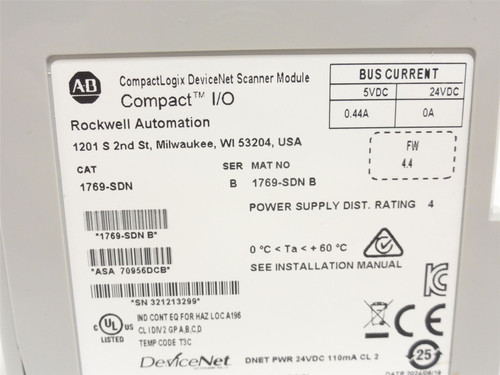 Allen-Bradley 1769-SDN; DeviceNet Scanner Module 24VDC; 4.7W