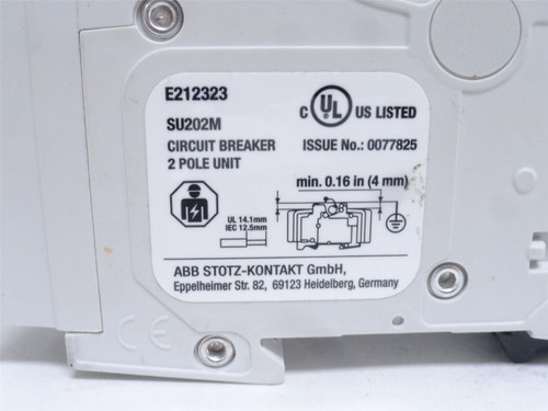 ABB SY202M-C10; Mini-Circuit Breaker; 10A; 2P; 277/480VAC