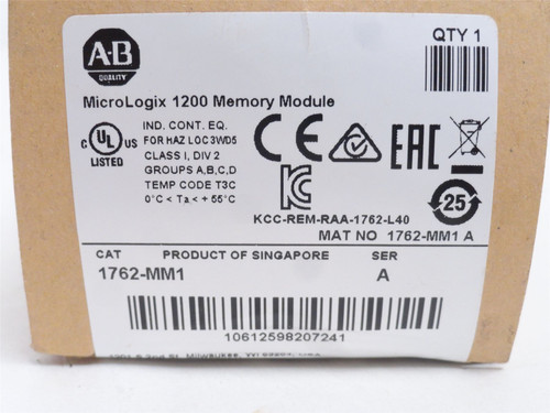 Allen-Bradley 1762-MM1; MicroLogix Memory Module 8K-Word