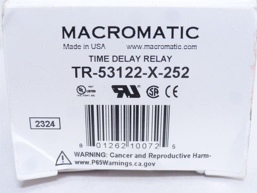 Macromatic TR-53122-X-252; Time Delay Relay; 5-10s; 10A; 120V