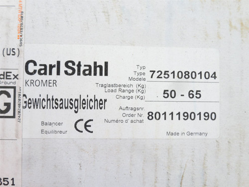 Carl Stahl 7251080104; Zero Gravity Spring Balancer; 50-65KG