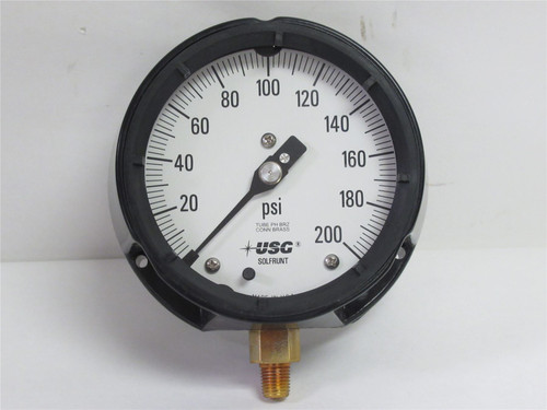 Metek 1980L; Pressure Gauge; 200PSI;1/4" ANPT LM; 4-1/2" Dial