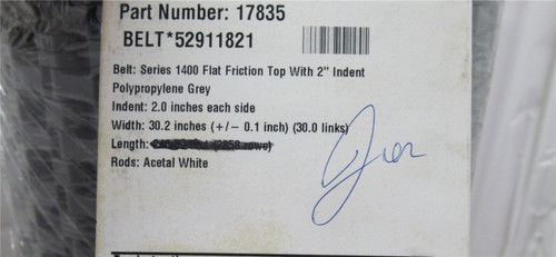 Intralox 17835; Series 1400 Flat Friction Top  8ftL x 30.2"W