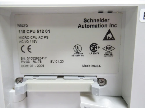 Schneider 110 CPU 512 01; CPU Module Micro Controller; 115VAC