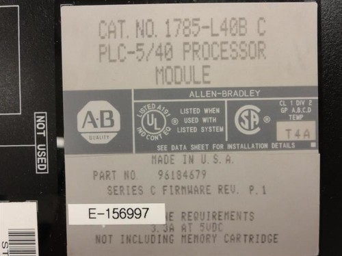 Allen-Bradley 1785-L40B; Processor Module; No Key