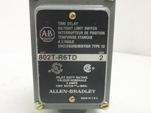 Allen-Bradley 802T-R6TD; Time Delay Limit Switch (NO head)