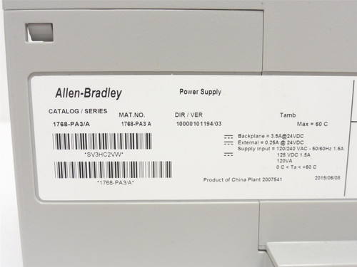 Allen-Bradley 1768-PA3; Power Supply; 120/240VAC Input