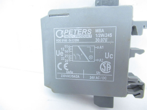 Peters MBA1/2Wi24S; Relay 3-Pole 230VAC 5A/2A Coil 24VAC/DC