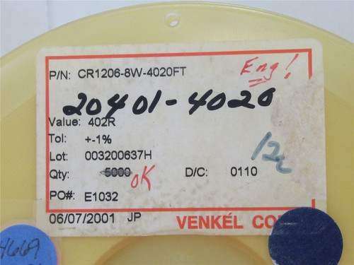 Venkel CR1206-8W-4020FT; Lot-4600 Chip Resistor; 402ohm