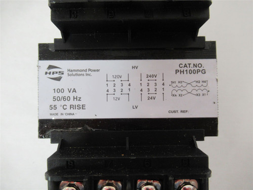 Hammond PH100PG; Transformer 100VA Hi: 120/240 Lo: 12/24V