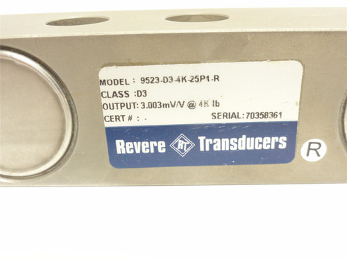Revere 9523-D3-4K-25P1-R; Load Cell; 4;000Lbs; 3.003mV/V