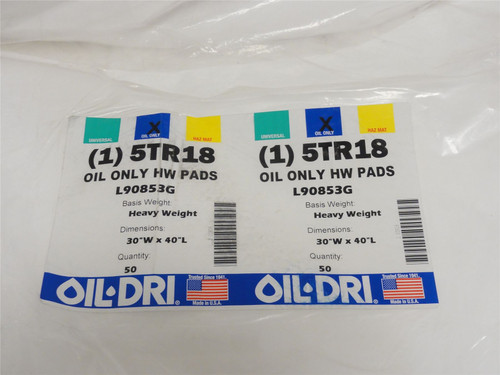 Oil-Dri L90853; Lot-100; Sorbent Pads; 40" x 30"