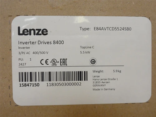 Lenze E84AVTCD5524SB0; Freq-Converter; 5.5kW; 400-500VAC In