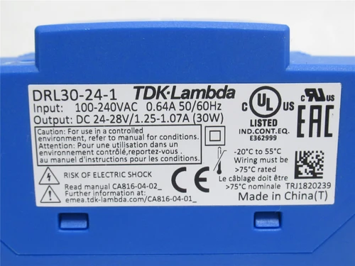 TDK DRL30-24-1; Power Supply; 200-240VAC In; 24-28VDC Out