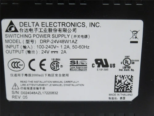Delta DRP-24V48W1AZ; Power Supply; 100-240VAC; 24VDC Out