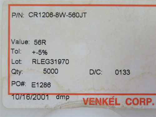Venkel CR1206-8W-560JT; Lot-5000 Chip Resistor; 56ohm