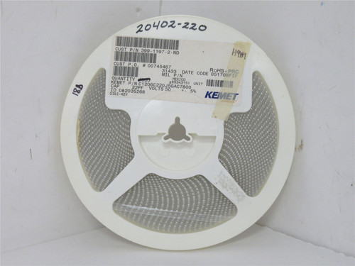 Kemet C1206C220J5GAC7800; Lot-3800 Ceramic Capacitor  22pF