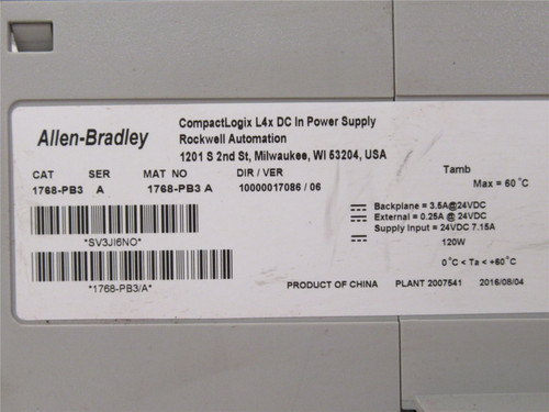 Allen-Bradley 1768-PB3; Power Supply; 24VDC; 3.5A