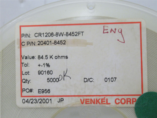 Venkel CR1206-8W-8452FT; Lot-5000 Chip Resistor 84.5Kohms